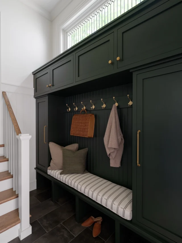 Introducing The Mudroom at #ProjectDutchColonialDelight ✨

Prior to embarking on this renovation, a mudroom did not exist in this home. We worked closely with the architect and builder to carve out this space in the addition and boy are we glad we did!

Fun fact: remember the leaded glass window from the before pics in our last post introducing the living room? We were unable to preserve it there due to some crumbling exterior rock, so we moved it to the mudroom to add natural light into this space. First, it was carefully removed and sent to @meydalighting to be restored and sandwiched between glass to prevent further decay, then it was installed above the mudroom cabinets. It is the perfect architectural addition to this space!

We designed plenty of closed and open storage to handle this family’s daily needs, added pretty hardware, a bench seat cushion (thanks @decorfabrics.design), and a gallery wall to balance the height of the window on the opposite wall. We even incorporated heated floors for an extra layer of everyday comfort when the weather gets cold here in NY.

Proof that even the most functional (and petite!) spaces can be beautiful. 🤍

Design + Styling | @swankbydesign 
Builder | @brianendersconstruction 
Architect | @hkk_architects